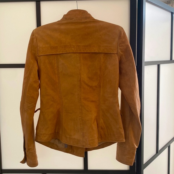 Leather camel motto jacket - Picture 3 of 10